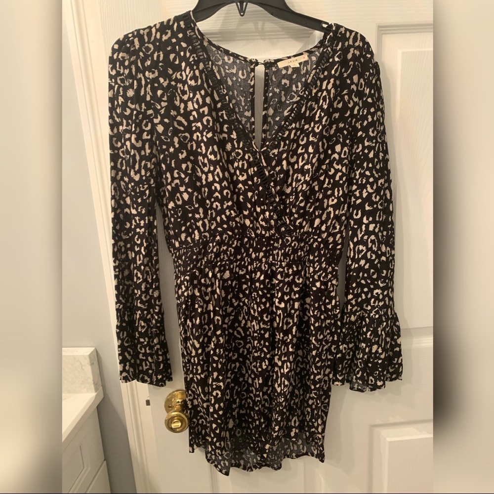 Romper long sleeve cinched waist